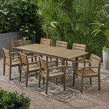 Outdoor 8 Seater Expandable Acacia Wood Dining Set - NH686903