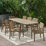 Outdoor Acacia Wood Expandable 8 Seater Dining Set - NH016903
