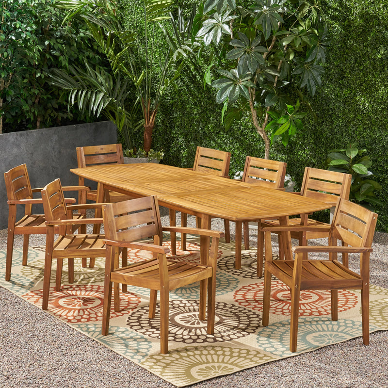 Outdoor Acacia Wood Expandable 8 Seater Dining Set - NH016903