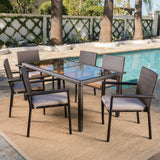 Outdoor 7 Piece Wicker Dining Set with Water Resistant Cushions - NH392203