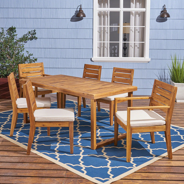 Outdoor 6-Seater Acacia Wood Dining Set - NH905603