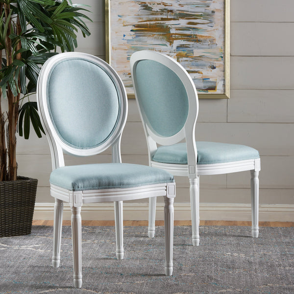 Traditional Light Blue Upholstered Fabric Dining Chairs (Set of 2) - NH062003