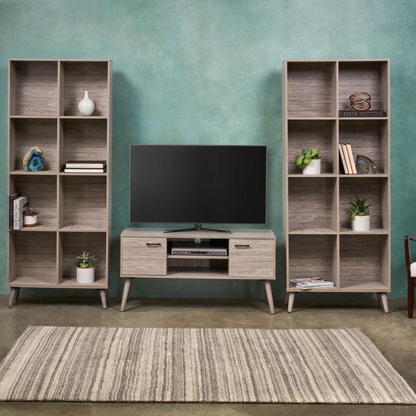 Mid Century Modern 2 Bookcases & TV Stand - NH688903