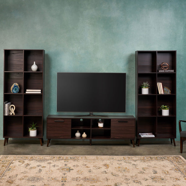 Mid Century 3 Piece TV Stand & Bookcases Set - NH398903