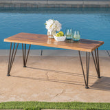 Outdoor Rustic Finished Iron & Acacia Wood Coffee Table - NH009003