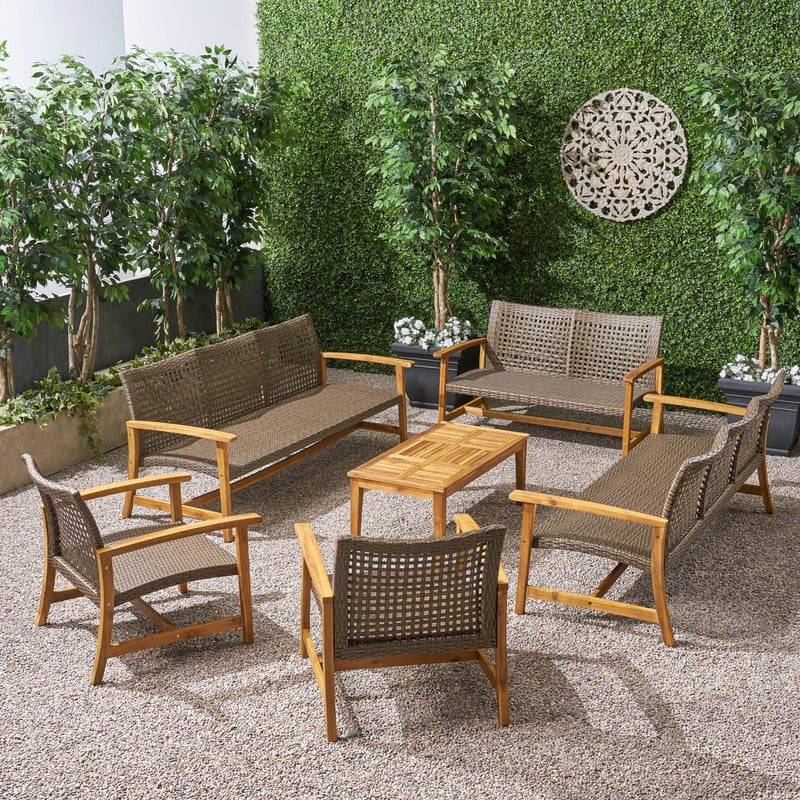 Outdoor 6 Piece Sofa and Loveseat Chat Set - NH391803