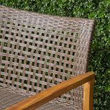 Outdoor 5 Piece Wood and Wicker Sofa Chat Set - NH091803