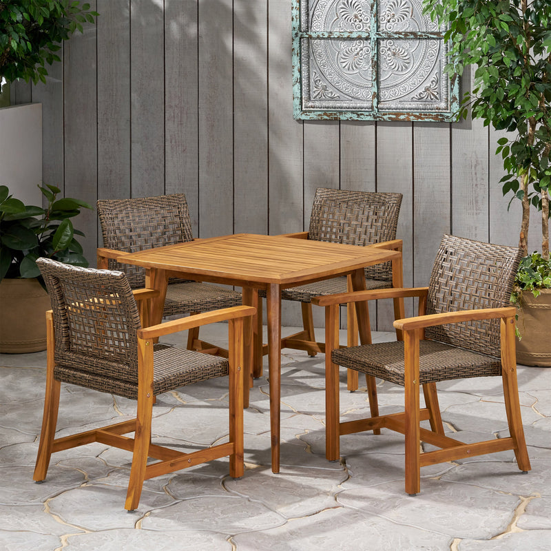 Outdoor 4 Seater Acacia Wood Dining Set - NH633013