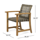 Outdoor Acacia Wood and Wicker Dining Chair (Set of 2) - NH993013
