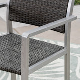 Patio Dining Set - 4-Seater - Anodized Aluminum - Wicker Seats - NH220703