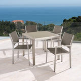 Patio Dining Set - 4-Seater - Anodized Aluminum - Wicker Seats - NH220703
