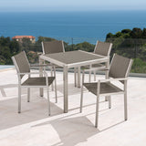 Patio Dining Set - 4-Seater - Anodized Aluminum - Wicker Seats - NH220703
