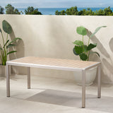 Outdoor Modern Aluminum Dining Table with Faux Wood Table Top - NH849013