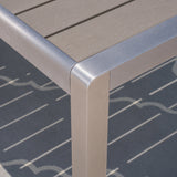 Outdoor Aluminum Dining Table with Faux Wood Top, Gray Finish - NH353503