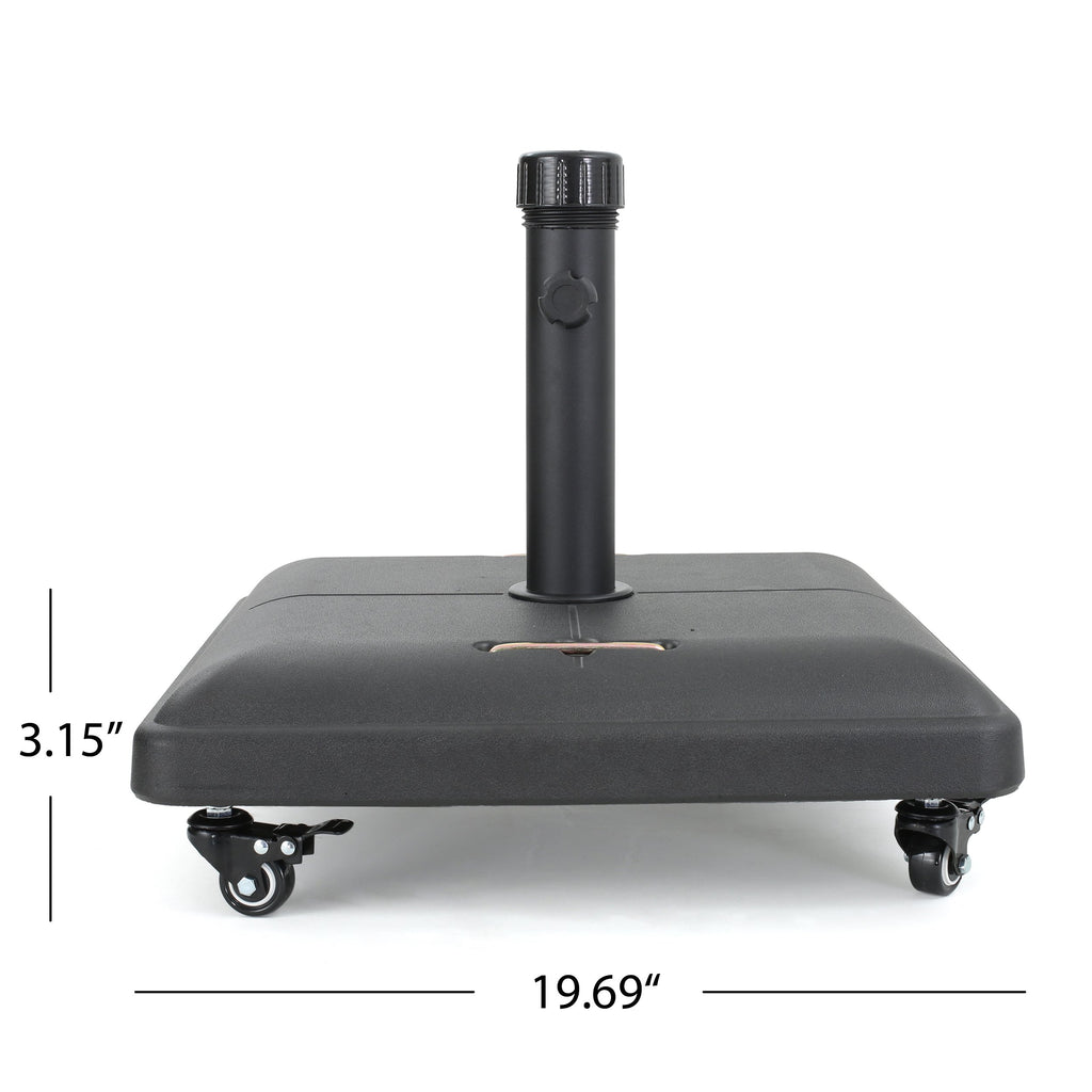80lbs Black Steel Square Umbrella Base with Wheels NH214003 Noble