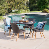 Outdoor 5 Piece Multi-brown Wicker Dining Set with Table and Chairs - NH110203