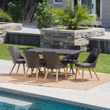 Outdoor 7 Piece Multi-brown Wicker Dining Set - NH220203