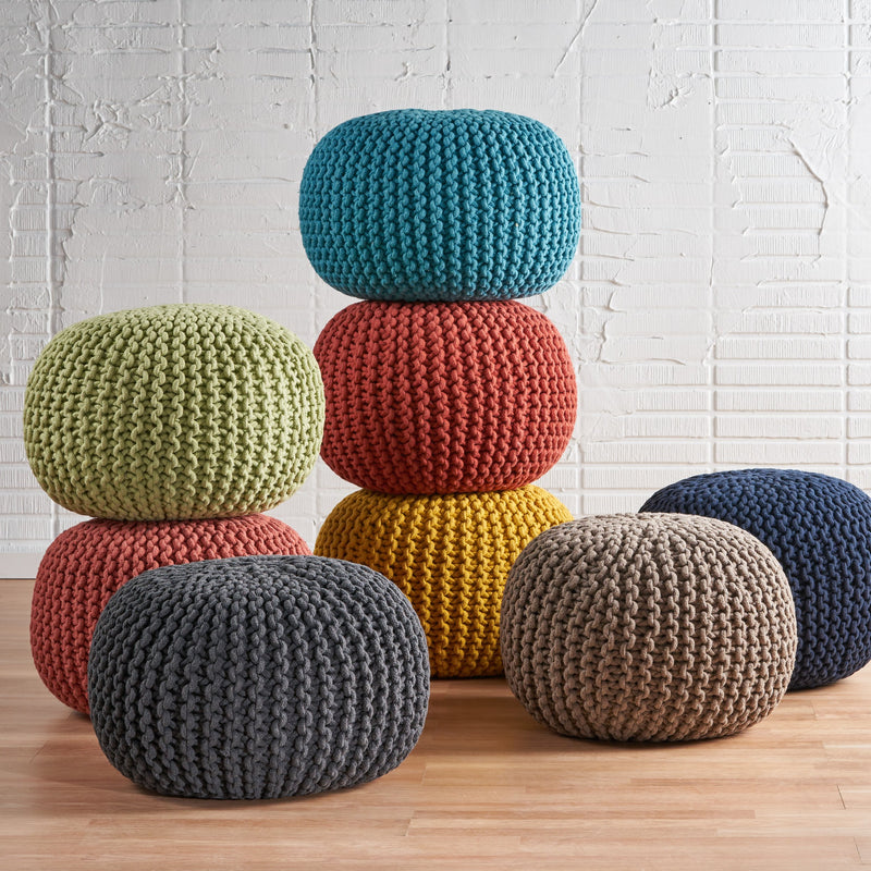 Hand Knitted Artisan Pouf - NH656992