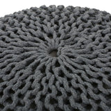 Modern Knitted Cotton Round Pouf - NH311413