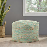 Hand-Crafted Boho Fabric Cube Pouf - NH266992