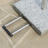 Outdoor Natural Grey Granite and Stainless Steel Umbrella Base - NH873003