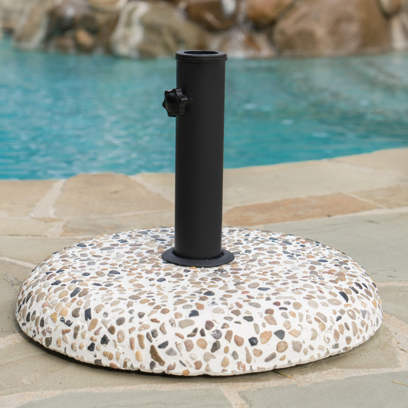 Outdoor Colorful Stone Concrete and Black Steel Unbrella Base - NH973003