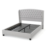 Fully-Upholstered King-Size Platform Bed Frame, Low-Profile, Contemporary - NH316703