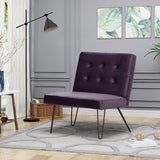 Modern Button Tufted Armless Velvet Accent Chair with Hairpin Legs - NH608003