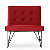 Modern Button Tufted Armless Velvet Accent Chair with Hairpin Legs - NH608003
