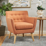 Buttoned Mid Century Modern Dark Teal Fabric Club Chair - NH844103