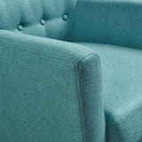 Buttoned Mid Century Modern Dark Teal Fabric Club Chair - NH844103