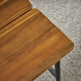 Rustic Industrial Acacia Wood Coffee Table with Metal Frame, Teak and Black - NH921103