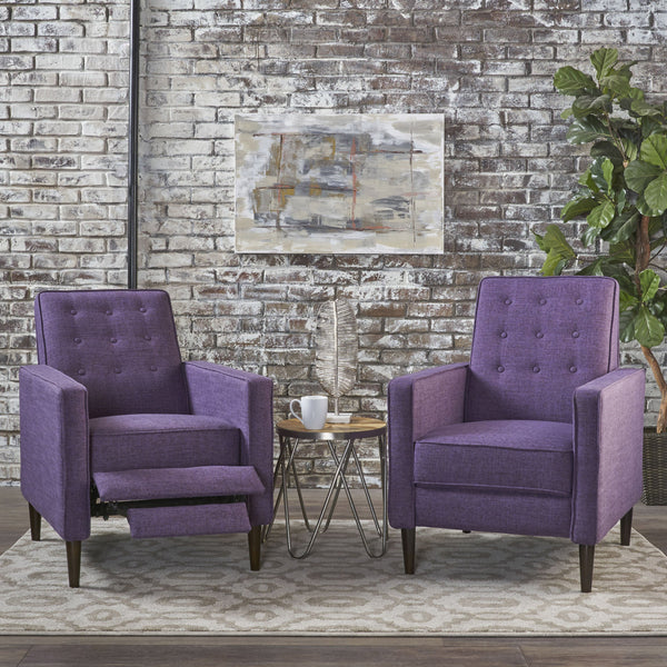 Mid-Century Modern Tufted Back Fabric Recliner (set of 2) - NH673103