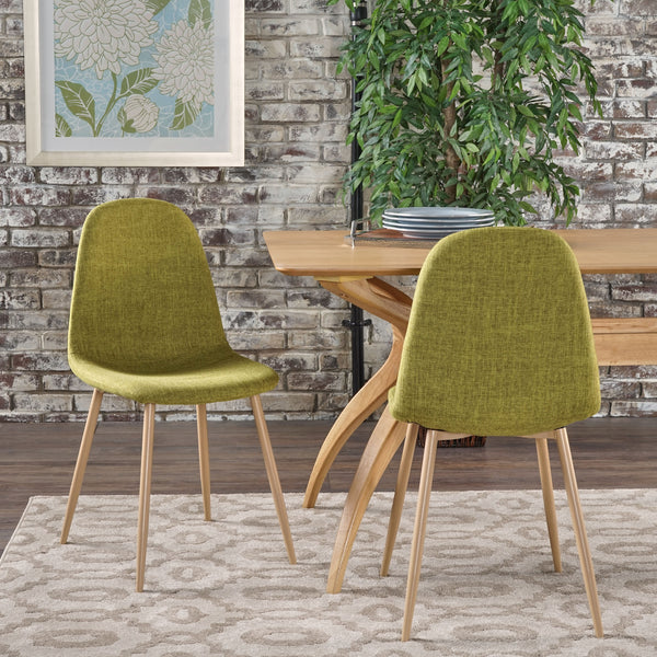 Mid Century Fabric Dining Chairs with Wood Finished Metal Legs (Set of 2) - NH037103