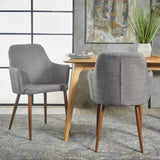 Mid Century Fabric Dining Chair with Wood Finished Metal Legs (Set of 2) - NH337103