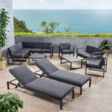 Outdoor 9 Seater Aluminum Sectional Sofa Set with Mesh Chaise Lounges - NH019503