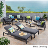 Outdoor 9 Seater Aluminum Sectional Sofa Set with Mesh Chaise Lounges - NH019503