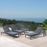 Outdoor Dark Gray Outdoor Mesh Chaise Lounges with Black Aluminum Frame (Set of 4) - NH043303