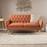 Petite Mid Century Modern Tufted Fabric Love Seat - NH758103