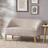 Mid-Century Modern Fabric Upholstered Shell Loveseat w/ Channel Stitching - NH720203