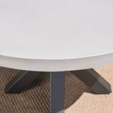 Outdoor Modern Lightweight Concrete Circular Dining Table with Cross Base - NH683103