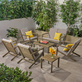 Outdoor 6 Seater Acacia Wood Extended Chat Set - NH637903