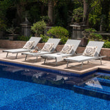 Outdoor Gray Mesh Chaise Lounge with Aluminum Frame - NH615103
