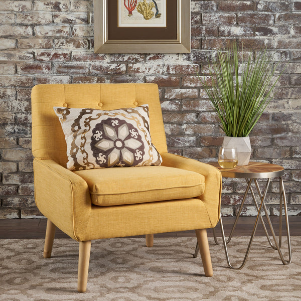 Mid-Century Modern Button Tufted Fabric Upholstered Accent Chair - NH588103