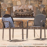 Outdoor Wicker Armed Aluminum Framed Stack Chairs (Set of 2) - NH142103