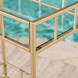 Outdoor Modern Iron and Glass Bar Cart, Gold - NH625403