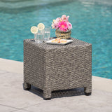 Outdoor Gray Wicker Side Table - NH396003