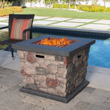 Outdoor Stone Finished Square Fire Pit - 40000 BTU - NH322303