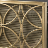 Modern Glam Single Panel Iron Fireplace Screen with Circle Pattern - NH845103