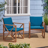 Outdoor Acacia Wood Club Chairs with Cushions - NH556703